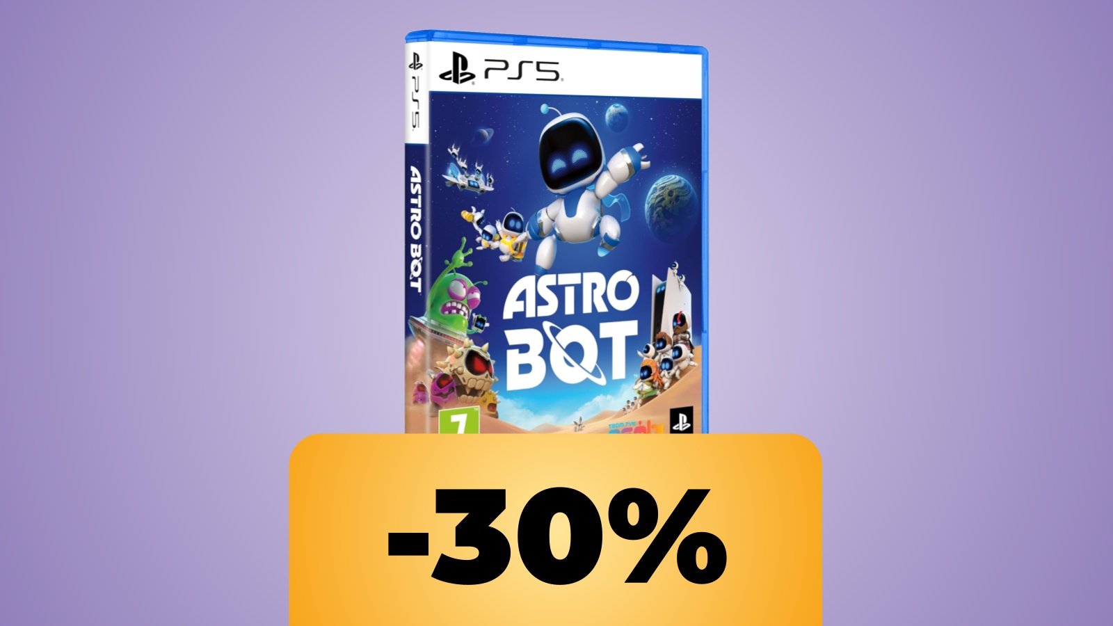 Astro Bot e sotto la percentuale dello sconto su Amazon