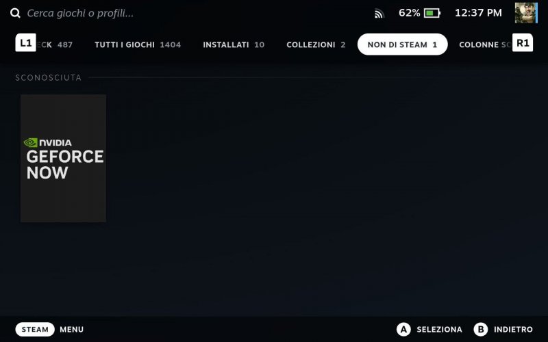 GeForce Now si posiziona nella tab dei programmi 'Non di Steam' GeForce Now si posiziona nella tab dei programmi 'Non di Steam'