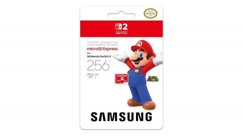 La confezione della microSD Express di Samsung e Nintendo