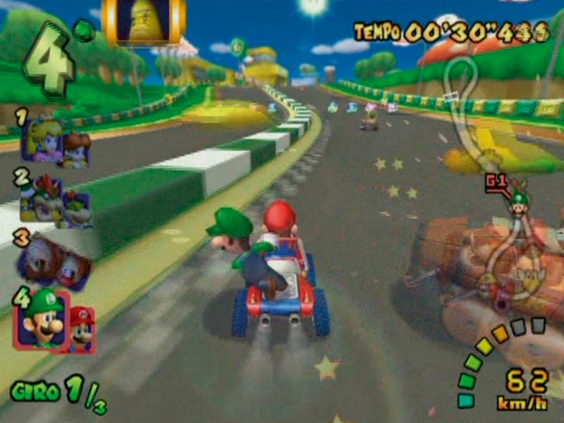 Mario Kart: Double Dash!! propone una coppia di piloti su ogni go-kart. A proposito: i go-kart iniziano ad assumere sembianze sempre più strampalate