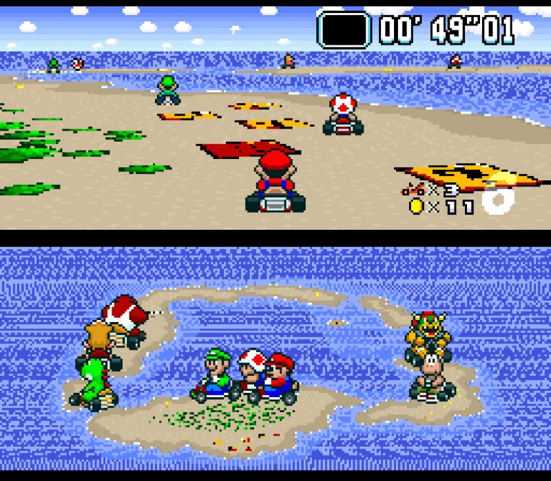 In Super Mario kart i pannelli a terra con il punto di domanda servono per vedersi assegnare un oggetto: una volta utilizzati, si disattivano fino alla fine della gara (vale solo per i giocatori umani)