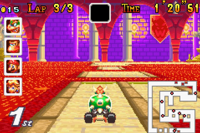 In Mario Kart Super Circuit compaiono, per la prima volta, dei tracciati ripresi da un episodio precedente. Si tratta di quelli di Super Mario Kart (immagine: MarioWiki.com