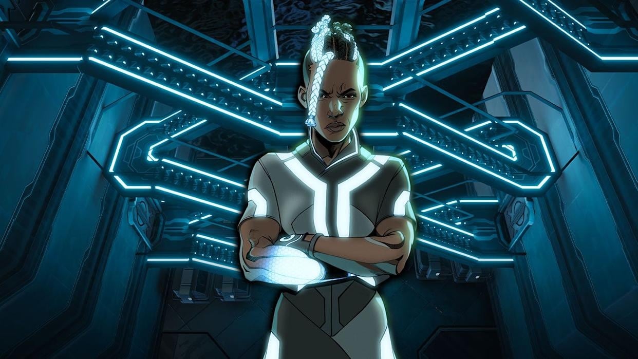 Exo di Tron: Catalyst davanti a delle scale