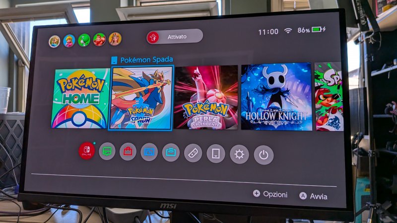 La schermata home di Nintendo Switch La schermata home di Nintendo Switch