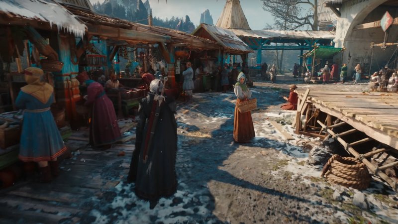 Ciri passeggia per il mercato nella tech demo di The Witcher 4