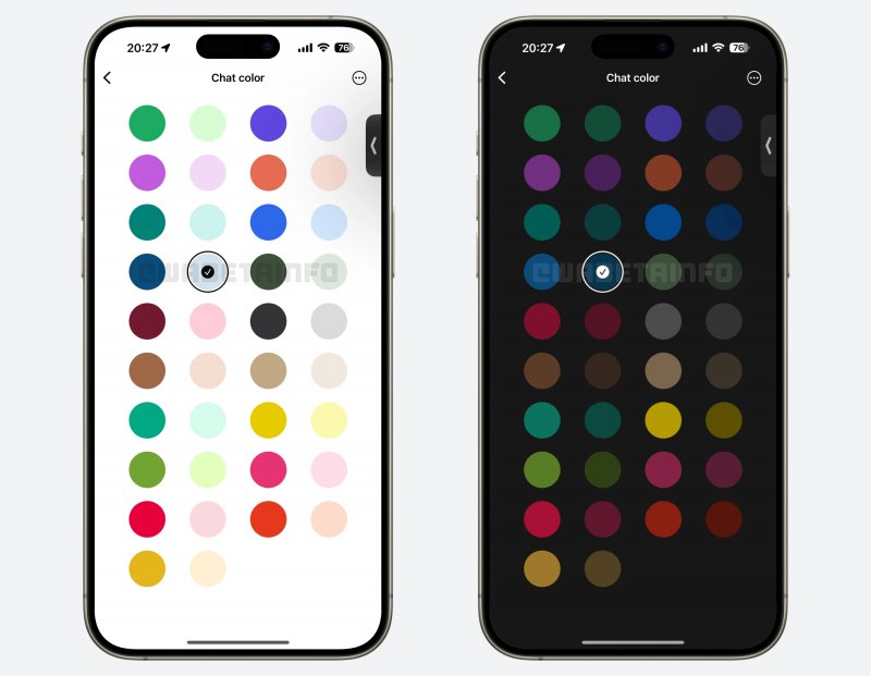 I nuovi colori per WhatsApp (fonte: wabetainfo)