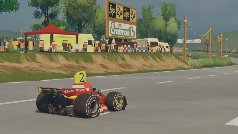 Anche le pubblicità ai margini delle piste cambiano stile grafico in relazione al tempo storico prescelto