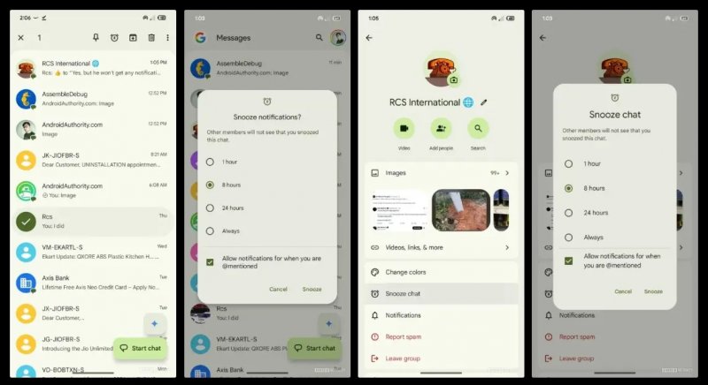 Le nuove impostazioni della chat (Fonte: Android Authority)