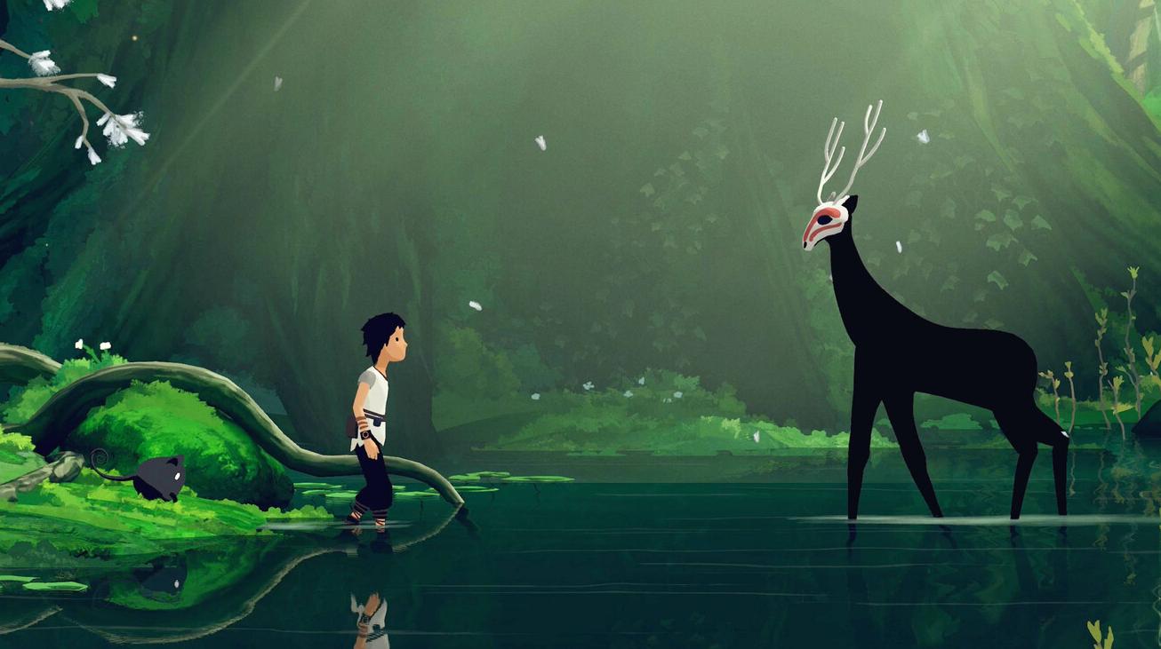 Lana e un cervo nero in Planet of Lana 2: Children of the Leaf