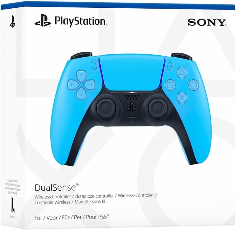 La confezione del controller DualSense Starlight Blue