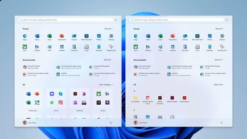 Nouveau menu Démarrer de windows 11