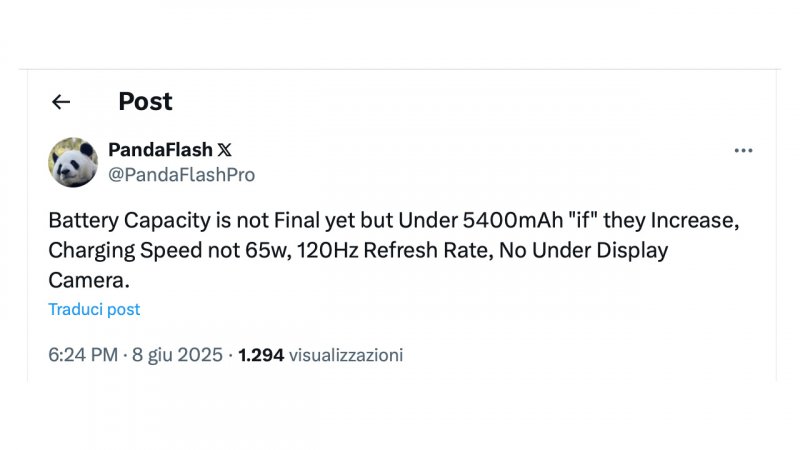 Le dichiarazioni di PandaFlash sulla batteria di Samsung Galaxy S26 Ultra