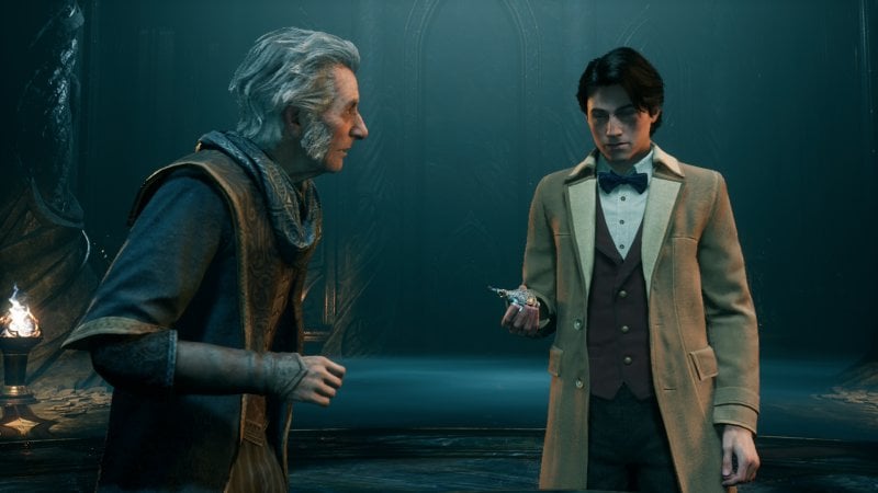 Il professor Fig e il nostro personaggio nelle sequenze iniziali di Hogwarts Legacy Il professor Fig e il nostro personaggio nelle sequenze iniziali di Hogwarts Legacy