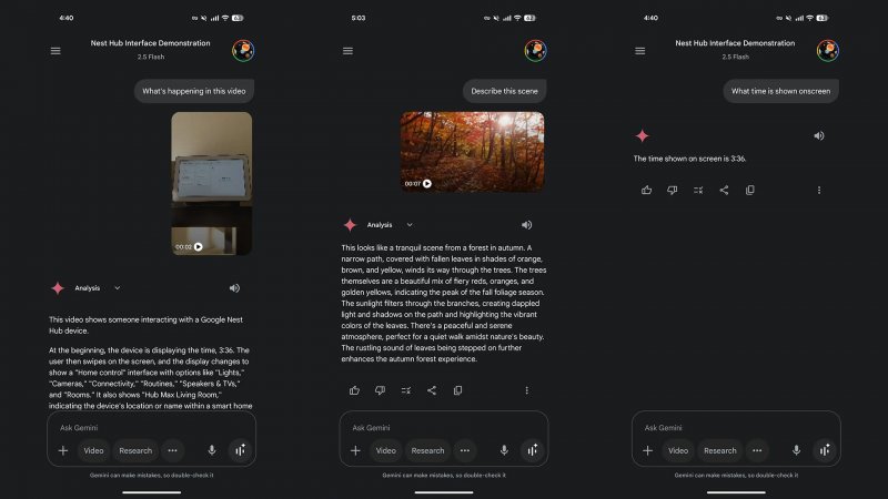 Le risposte di Gemini su un video caricato da 9to5google