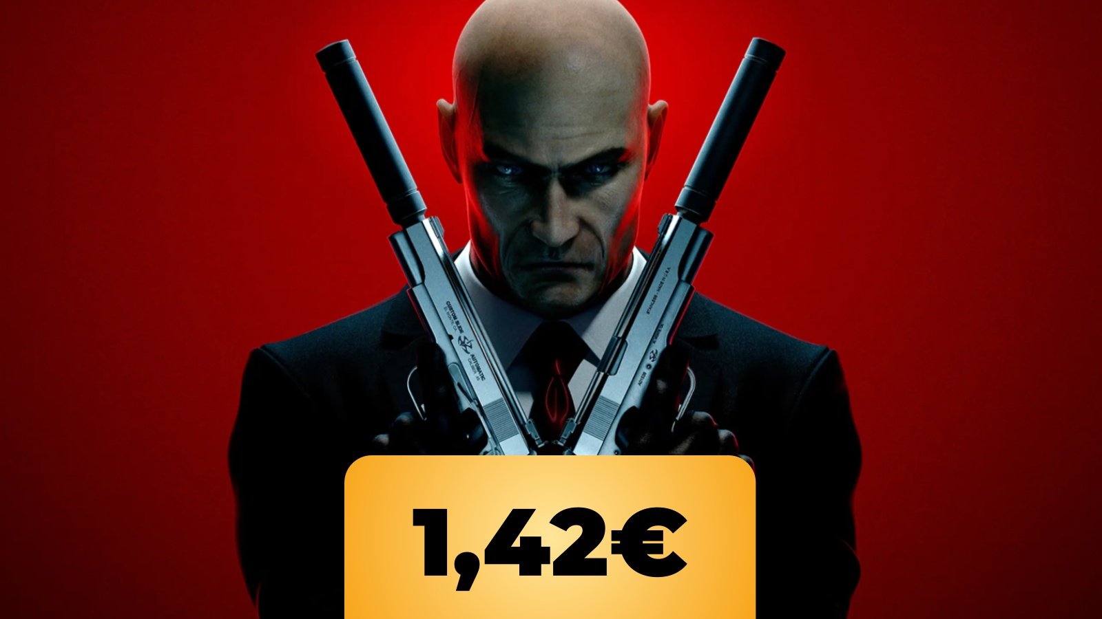 Hitman con due pistole in mano in Hitman Absolution e il prezzo 1,42€