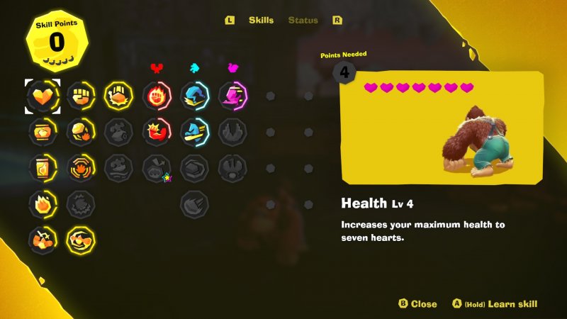 L'albero della abilità, una rarità nei giochi Nintendo. Non è elegantissimo, ma dà utilità alle Gemme di Banandium L'albero della abilità, una rarità nei giochi Nintendo. Non è elegantissimo, ma dà utilità alle Gemme di Banandium