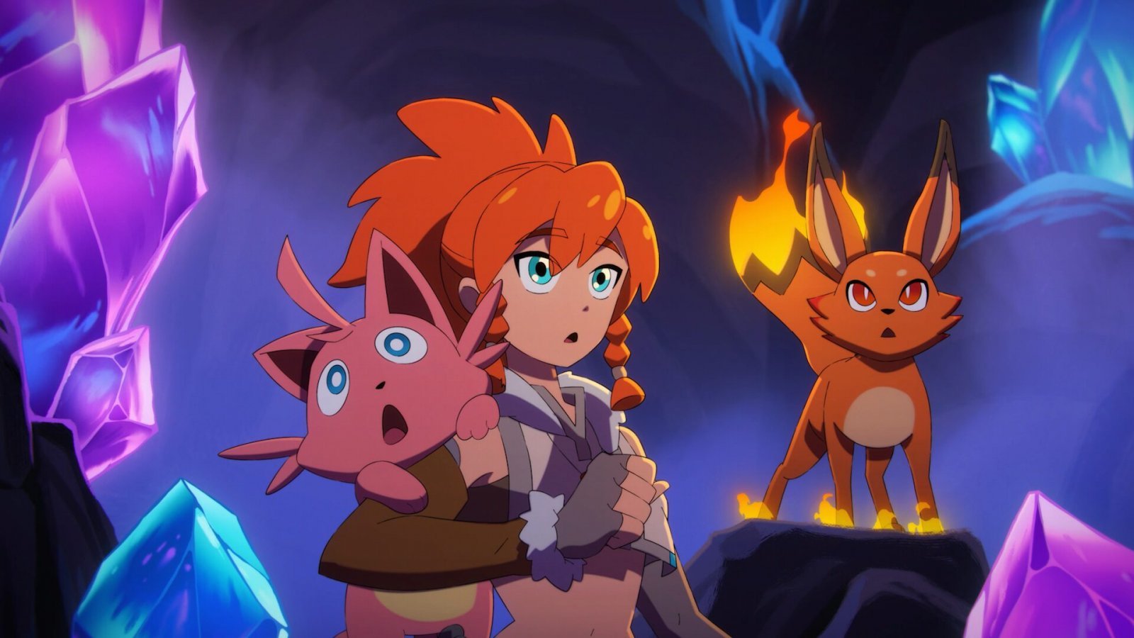 Uno scatto dal trailer animato di Palword x Terraria