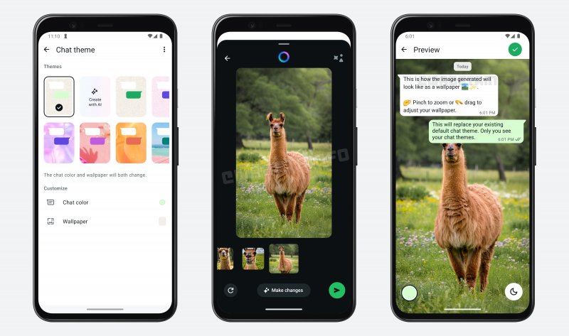 Gli sfondi generati con Meta AI (fonte: wabetainfo) Gli sfondi generati con Meta AI (fonte: wabetainfo)