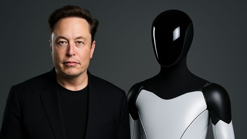 Elon Musk insieme a un robot