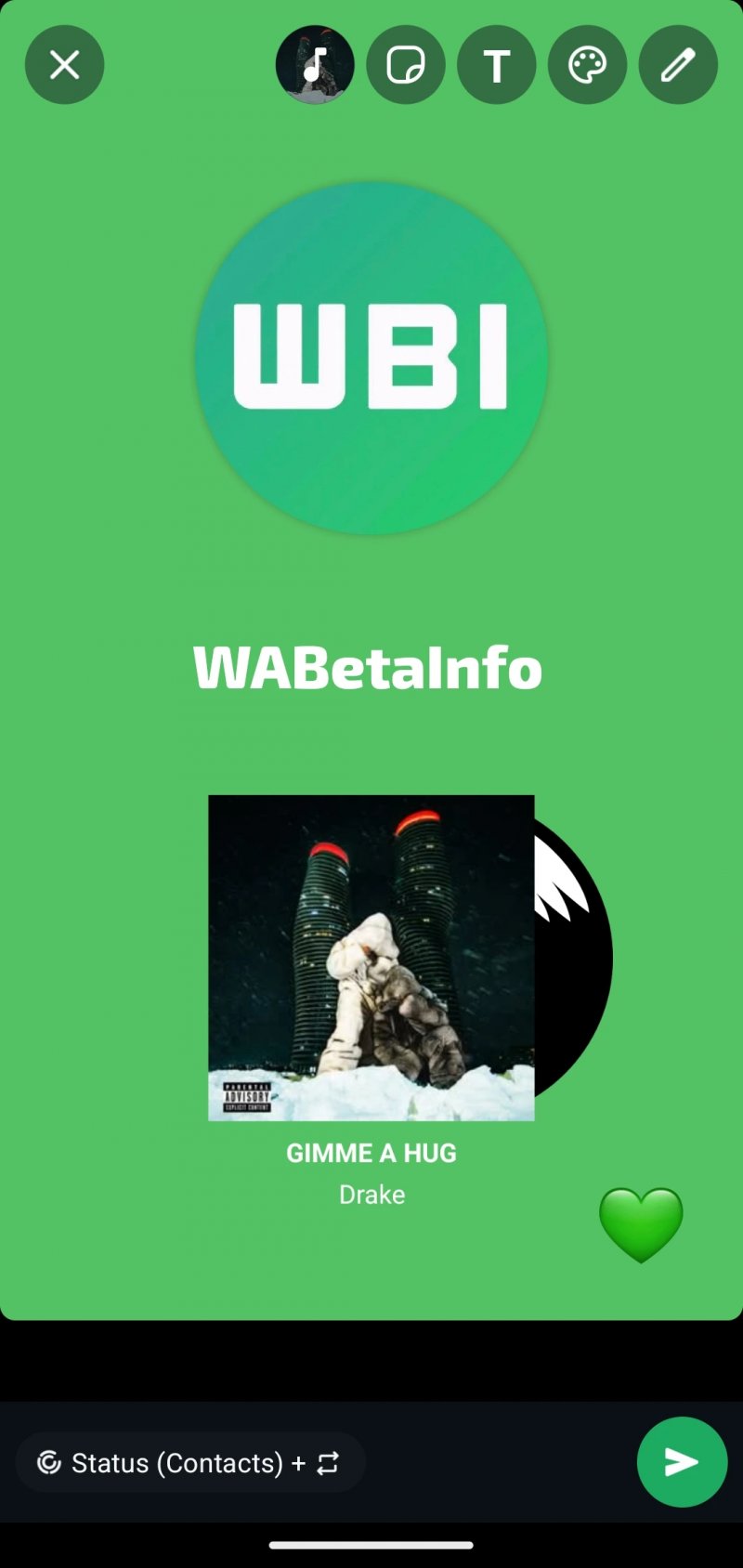 Musica negli stati per WhatsApp Beta