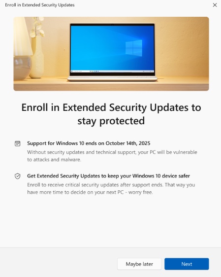 La procedura per ottenere l'estensione degli aggiornamenti di sicurezza di Windows 10 La procedura per ottenere l'estensione degli aggiornamenti di sicurezza di Windows 10