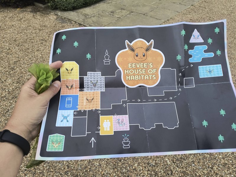 La mappa, con tutti gli adesivi, delle stanze a tema Eevee