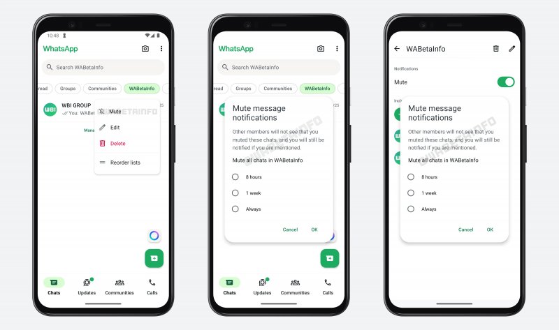 La gestione delle notifiche delle liste (fonte: wabetainfo)