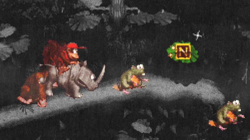 In groppa a un rinoceronte, Diddy Kong si fa strada