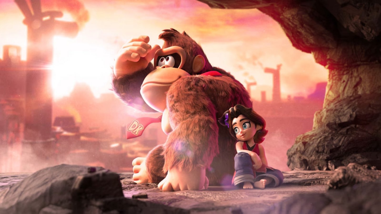 Donkey Kong e Pauline in un artwork di Donkey Kong Bananza