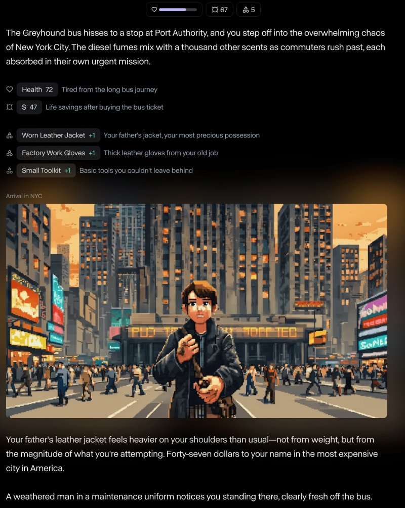 Un'avventura testuale creata tramite Game Worlds