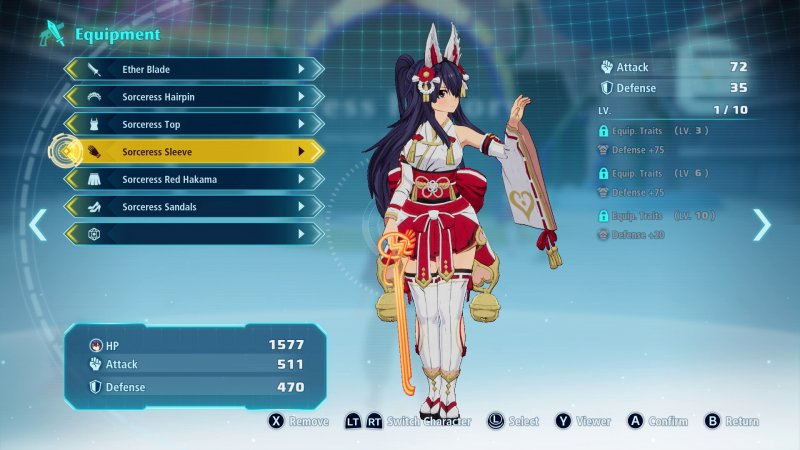 Come in ogni GDR che si rispetti possiamo cambiare l'equipaggiamento e migliorare le abilità