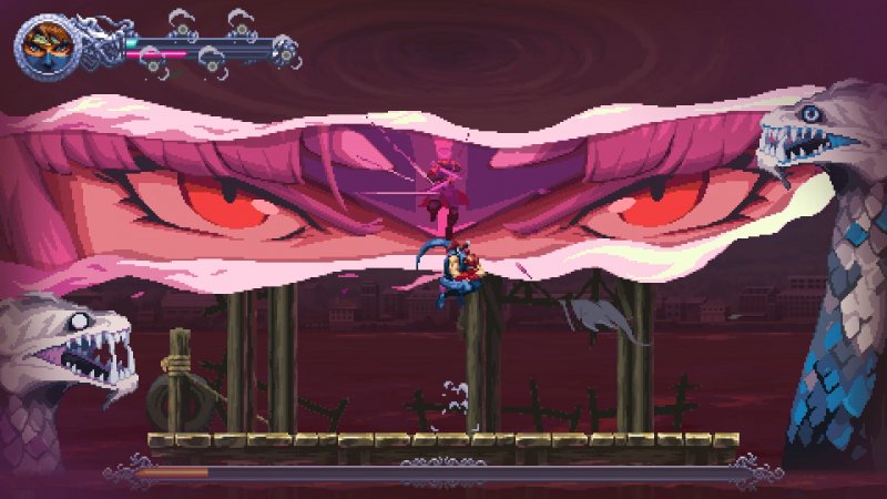 Lo scontro con un boss in Ninja Gaiden: Ragebound