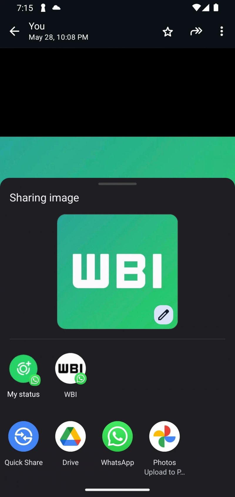 Come condividere stati direttamente dal menu Android (fonte: wabetainfo)