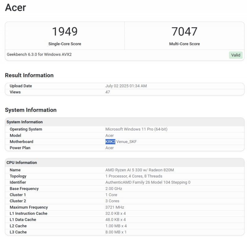 Il benchmark della APU Krackan Point 2