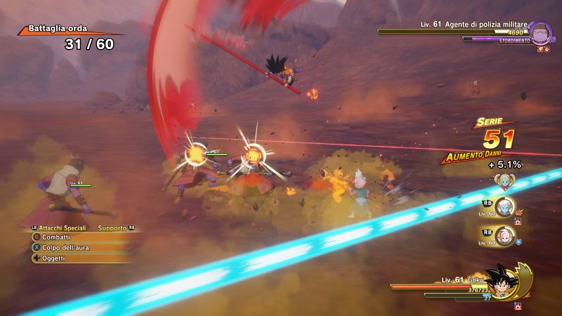 Una delle frenetiche Battaglie Orda di Dragon Ball Z: Kakarot - DAIMA: Avventura nel Regno Demoniaco Una delle frenetiche Battaglie Orda di Dragon Ball Z: Kakarot - DAIMA: Avventura nel Regno Demoniaco