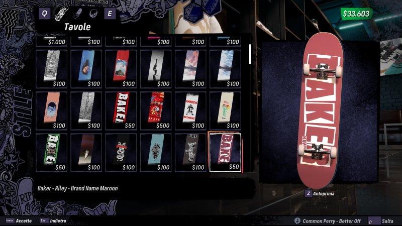 Una piccolissima parte del negozio, sezione dedicata alle tavole