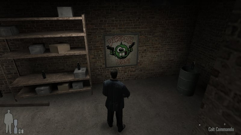 Max Payne omaggia non solo il personaggio, ma anche la scritta 'Dopefish Lives!' comparsa in Duke Nukem Max Payne omaggia non solo il personaggio, ma anche la scritta 'Dopefish Lives!' comparsa in Duke Nukem