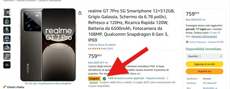 Attivazione coupon Realme G7 Pro