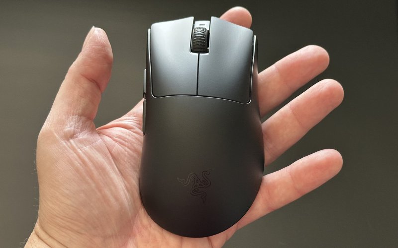 Il Razer DeathAdder V4 Pro nel palmo di una mano Il Razer DeathAdder V4 Pro nel palmo di una mano