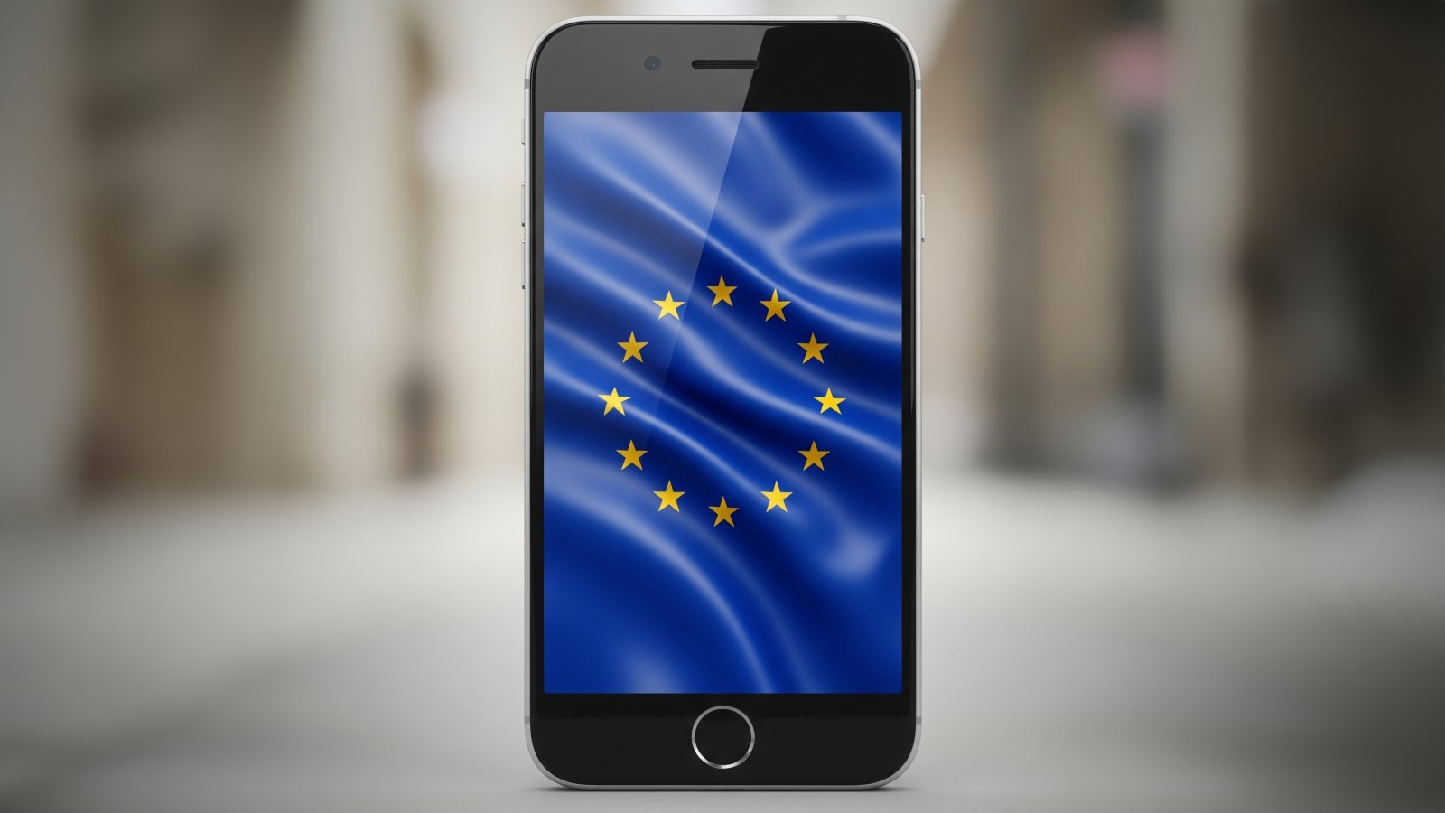 Smartphone con bandiera UE