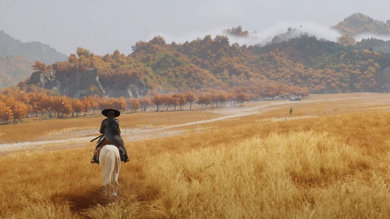 Uno scorcio degli splendidi e vasti scenari di Ghost of Yotei Uno scorcio degli splendidi e vasti scenari di Ghost of Yotei