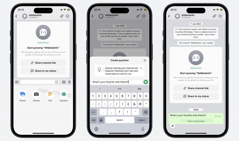 Con la nuova funzione in test su iOS, gli amministratori di canali WhatsApp possono pubblicare domande, ricevendo risposte dirette dagli utenti Con la nuova funzione in test su iOS, gli amministratori di canali WhatsApp possono pubblicare domande, ricevendo risposte dirette dagli utenti