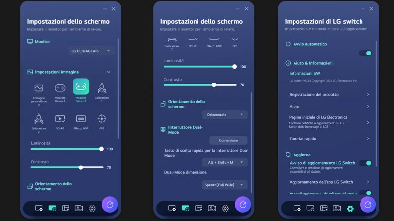 L'interfaccia dell'applicazione LG Switch L'interfaccia dell'applicazione LG Switch