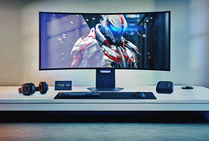 Un monitor OLED da 45 pollici curvo con tutto il necessario per giocare
