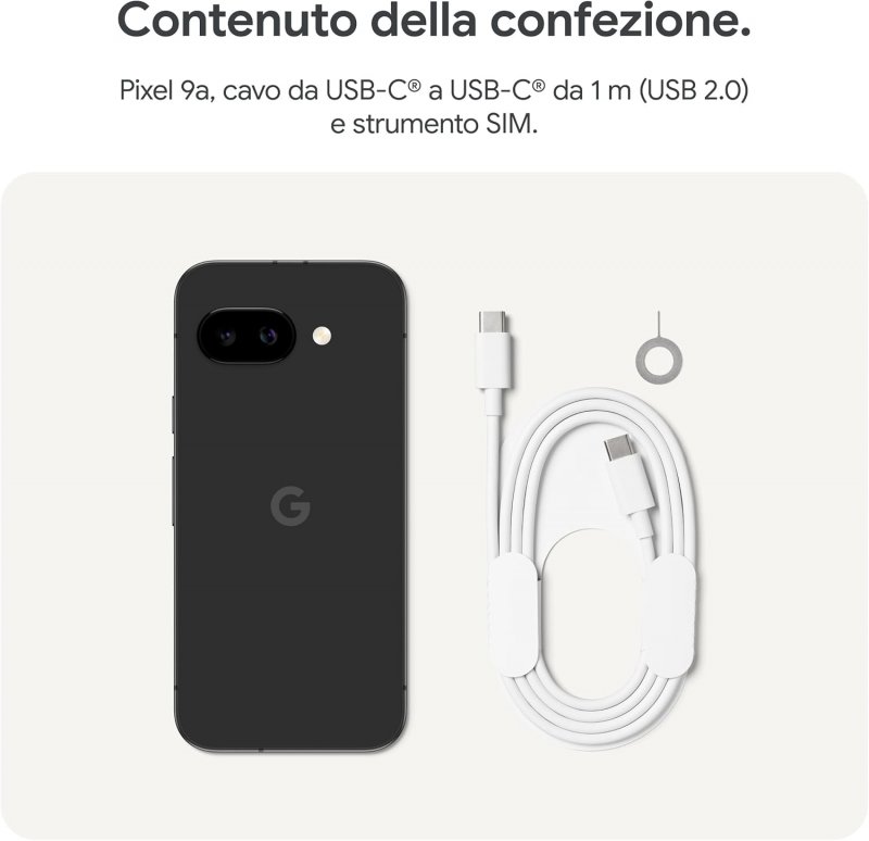 I contenuti della confezione del Google Pixel 9a I contenuti della confezione del Google Pixel 9a