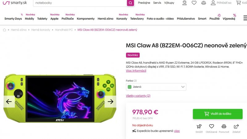 MSI Claw 8A da SmartSK