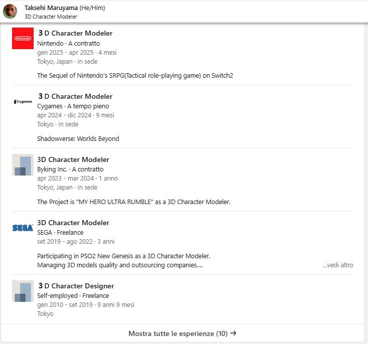 La pagina LinkedIn di Takeshi Maruyama La pagina LinkedIn di Takeshi Maruyama