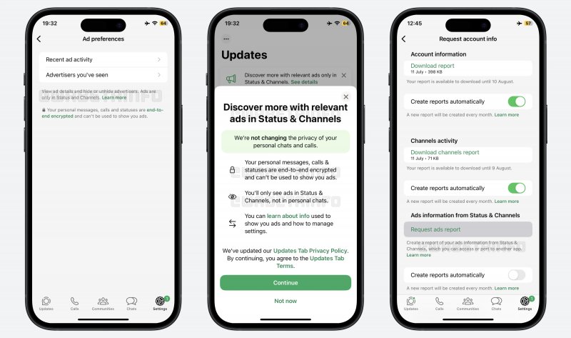 Le nuove schermate pubblicitarie su WhatsApp (fonte: wabetainfo) Le nuove schermate pubblicitarie su WhatsApp (fonte: wabetainfo)
