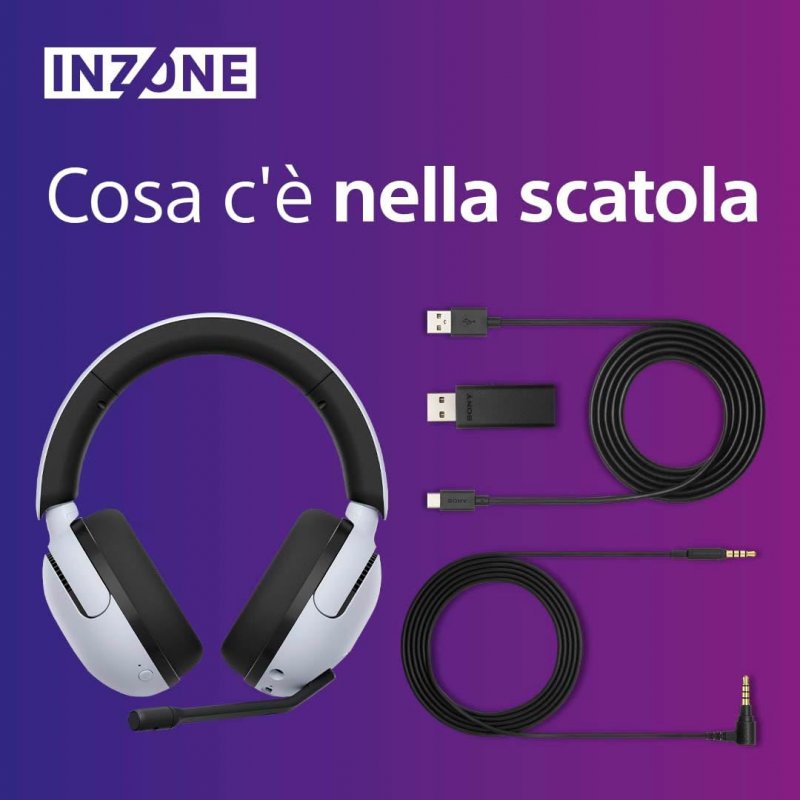 I contenuti della scatola delle INZONE H5 I contenuti della scatola delle INZONE H5