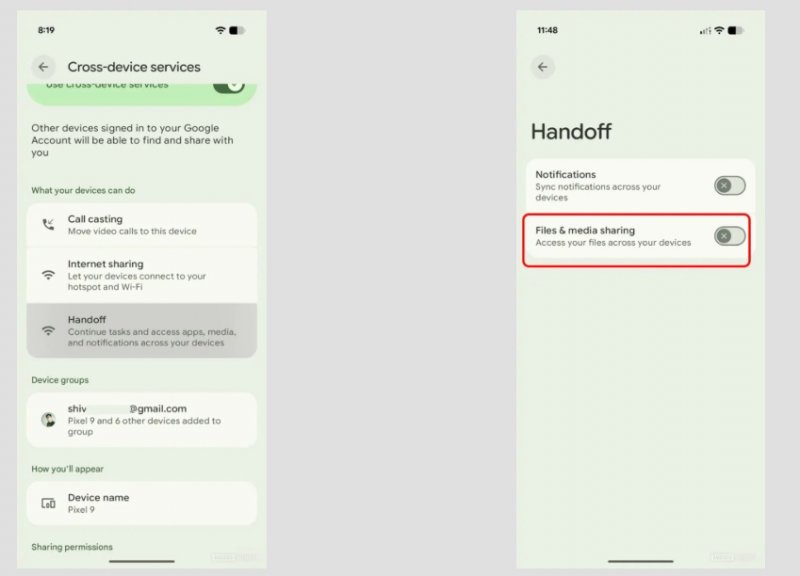 Handoff di Android (Fonte: Android Authority) Handoff di Android (Fonte: Android Authority)